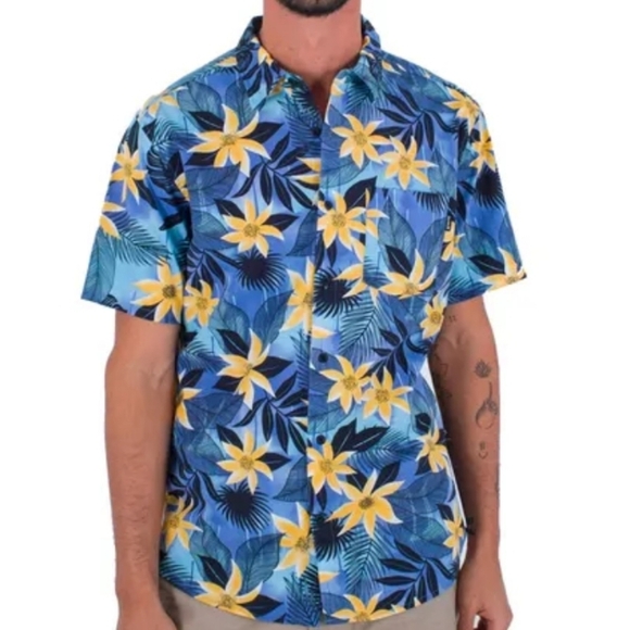NWT Hurley Floral Print Short Sleeve Short - Picture 1 of 4